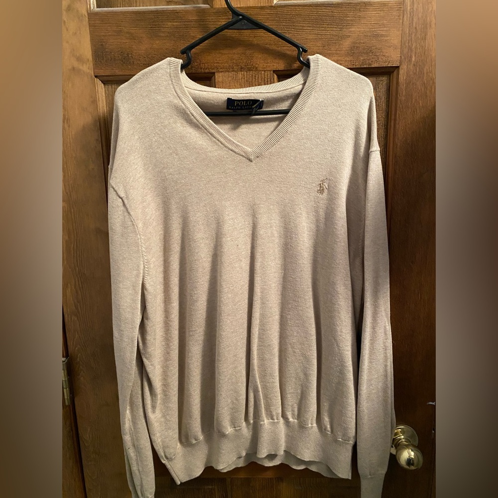 XXL Polo Men’s V-Neck Sweater - Cream